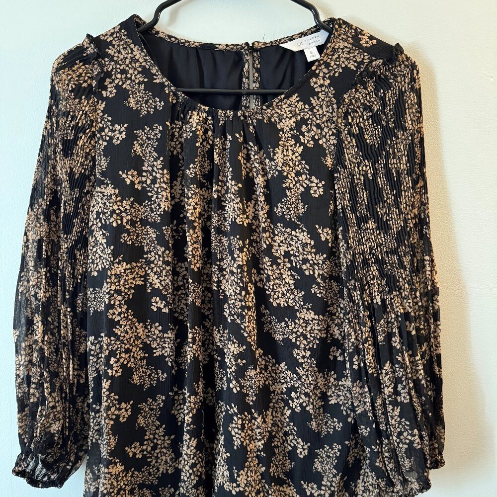 LC Lauren Conrad Pleated Sleeve Flowy Popover Top